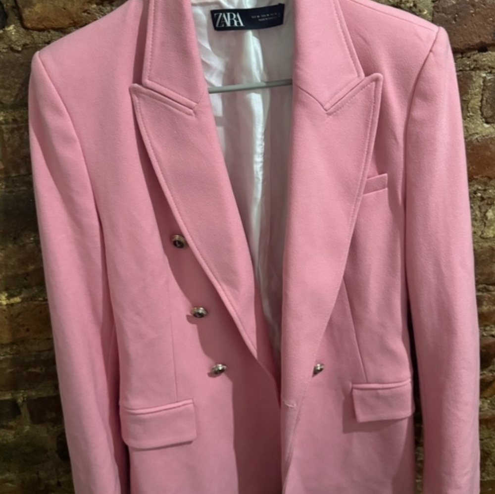 Zara Pink Double-Breasted Blazer Jacket